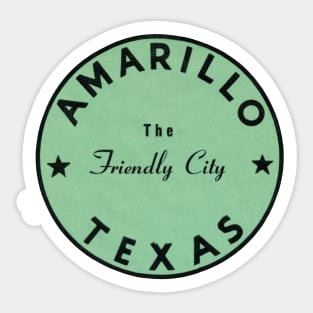 Amarillo Texas, the Friendly City Sticker